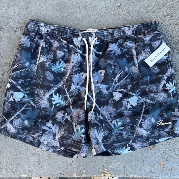 PacSun Camo Woodland Ash AOP 4.5" Swim Trunks Size Large - Picture 1 of 6